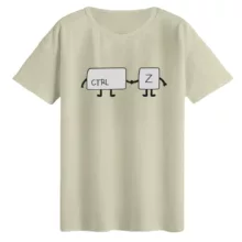 تی‌شرت لانگ آستین کوتاه زنانه مدل ctrl z رنگ کرم