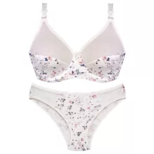 ست شورت و سوتین زنانه پانیذ مدل فنردار کد 9046 رنگ سفید