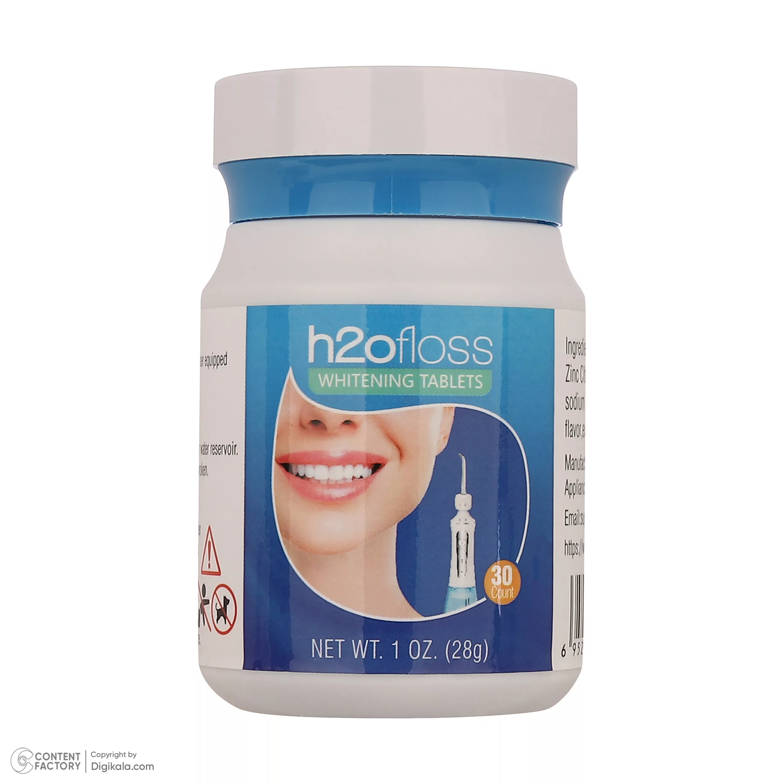سری یدک دستگاه شست و شوی دهان و دندان اچ تو اوفلس مدل Whitening به همراه قرص سفید کننده دندان اج تو افلس بسته 30 عددی