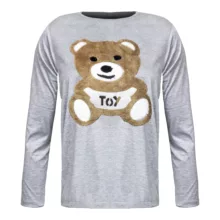 ست تی شرت و شلوار زنانه مدل چاپ مخمل طرح خرسی