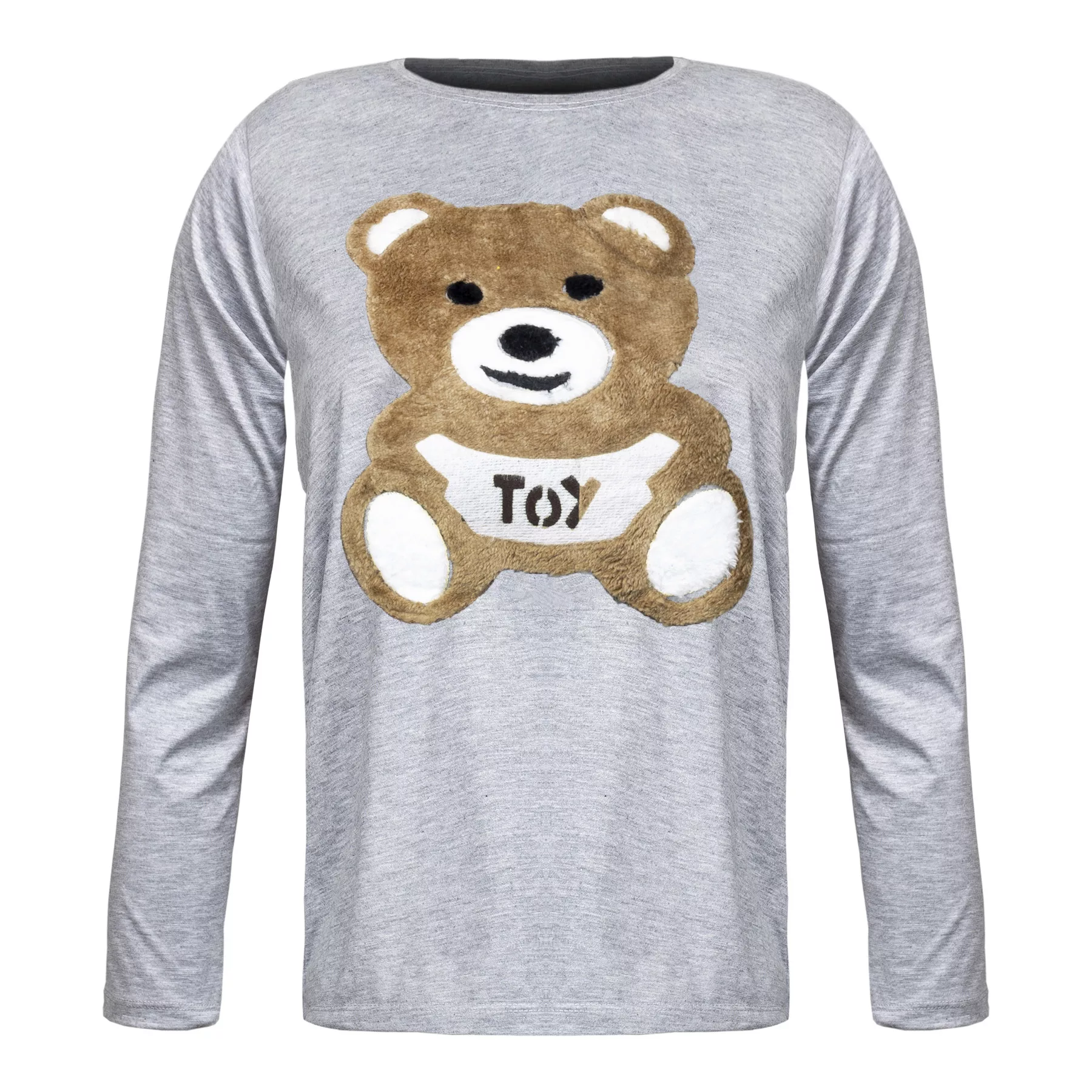 ست تی شرت و شلوار زنانه مدل چاپ مخمل طرح خرسی