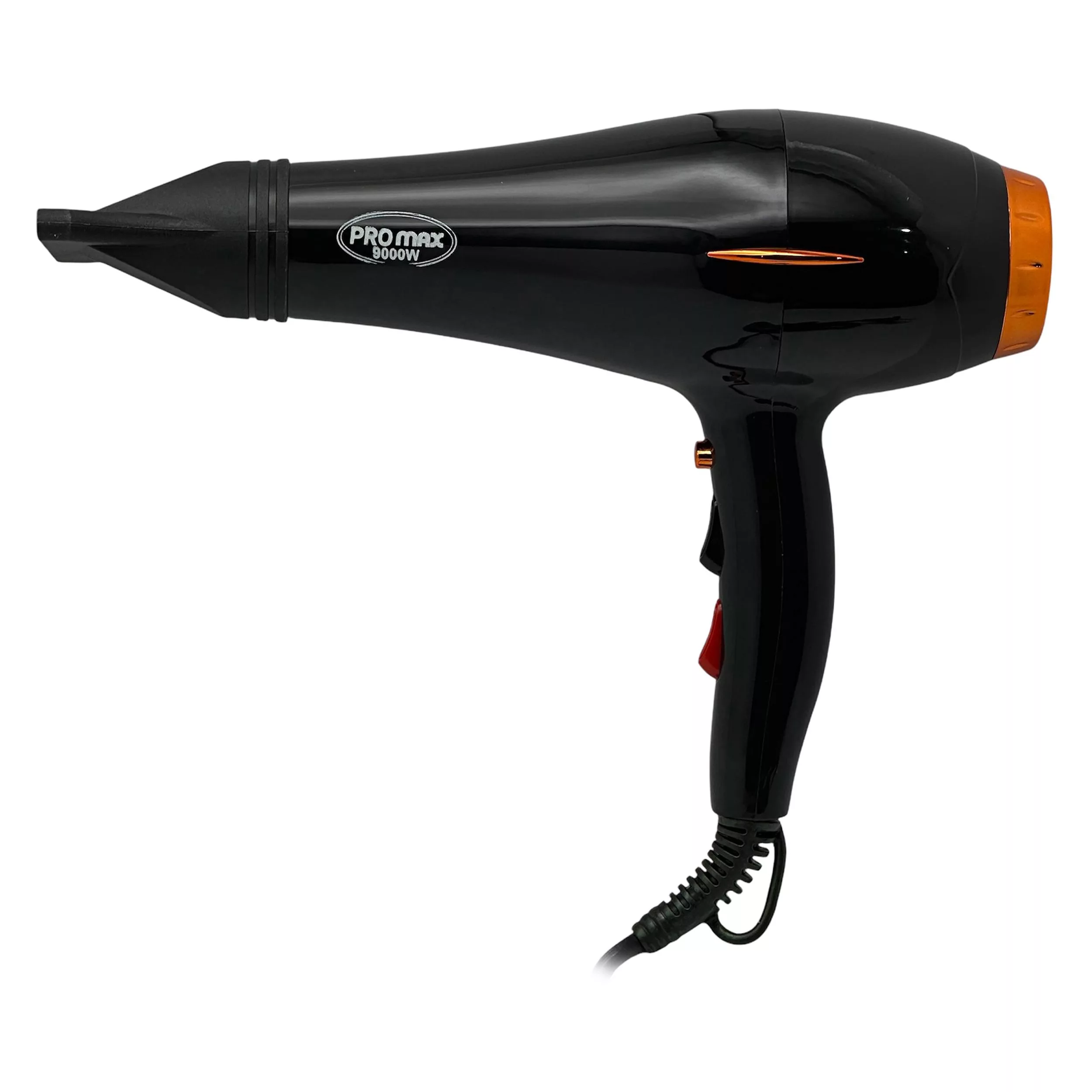 سشوار حرفه‌ای پرومکس مدل MA-8890، موتور AC با توان مصرفی 9000 وات، دارای قابلیت تعویض سری، عملکرد توربو، دارای متمرکزکننده، با حالت صاف‌کننده، وزن 650 گرم، تنظیم حرارت 2 حالته و کنترل سرعت 2 حالته، به همراه متمرکزکننده باریک