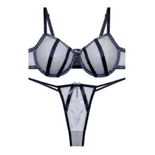 ست شورت و سوتین زنانه مدل توری بدن نما کد 41023