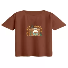 کراپ تی‌شرت آستین کوتاه زنانه مدل دوربین کد 2 رنگ دارچینی