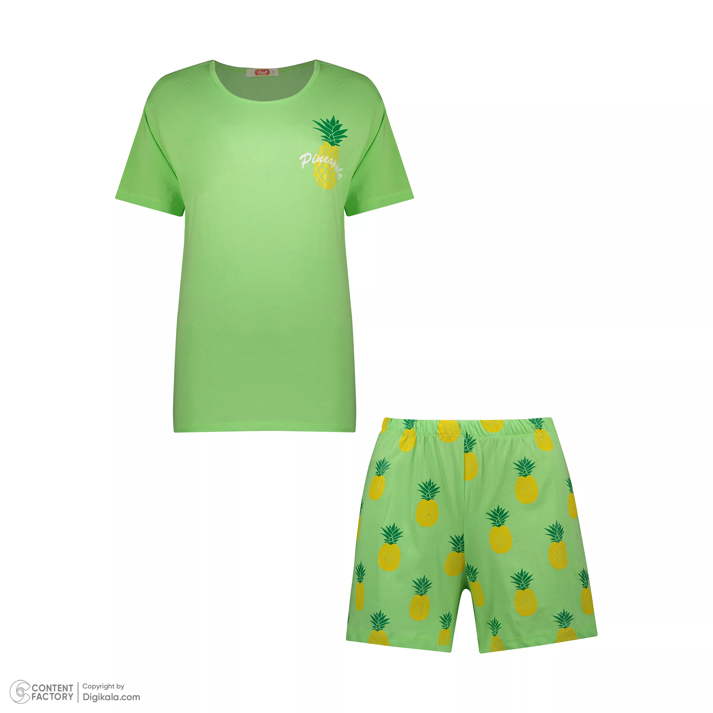 ست تی شرت و شلوارک زنانه مادر مدل Pina رنگ سبز