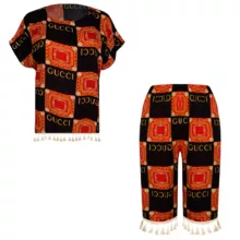 ست تی شرت و شلوارک زنانه دکسونری مدل 177001605 نخ پنبه رنگ قرمز