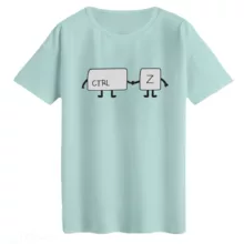 تی‌شرت لانگ آستین کوتاه زنانه مدل ctrl z رنگ آبی روشن