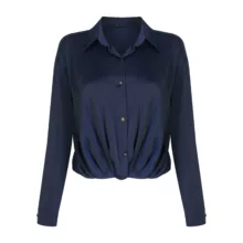 شومیز آستین بلند یقه برگردان زنانه جی تی هوگرو مدل 34142245503 رنگ سرمه‌ای