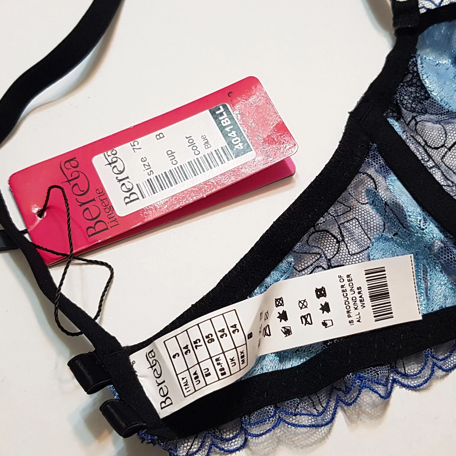 ست شورت و سوتین زنانه برتا مدل فنردار پلنگی کد 5104-4041-BLL رنگ آبی به همراه نگهدارنده جوراب