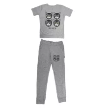 ست تی شرت و شلوار زنانه مدل گربه ای کد 1145