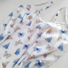 لباس خواب زنانه مدل ساتن ابریشم کد 66706 طرح پروانه به همراه چشم بند و کش مو