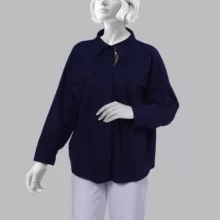 شومیز آستین بلند یقه برگردان زنانه دیجی استایل اسنشیال مدل cbK-44 رنگ سرمه ای