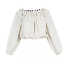 بلوز آستین بلند یقه گرد زنانه سرژه مدل 204651 رنگ کرم