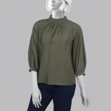 بلوز آستین بلند یقه ایستاده زنانه سرژه مدل 204626  رنگ سبز