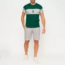 ست تی شرت و شلوارک مردانه مادر مدل Arta رنگ سبز