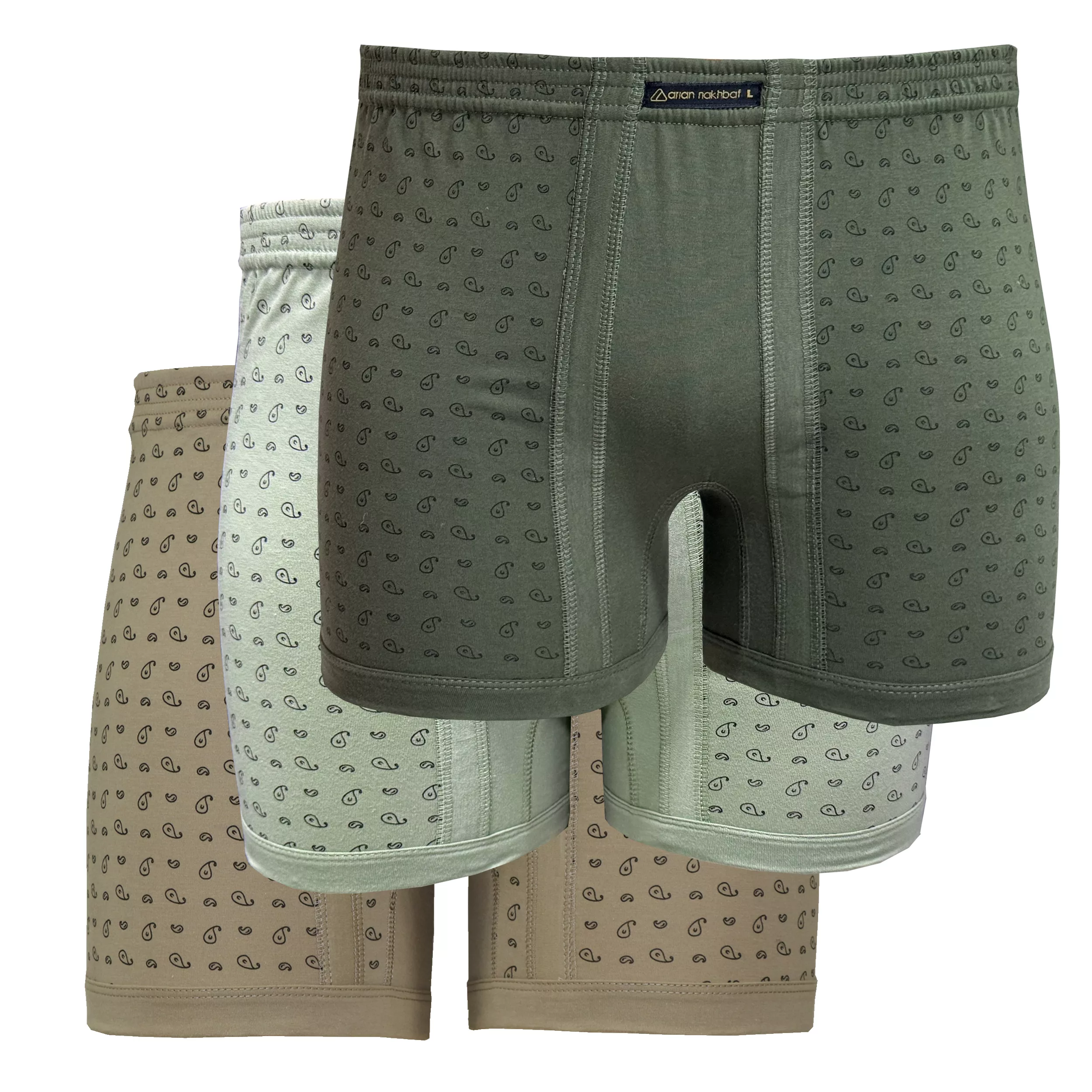 شورت پادار مردانه آریان نخ باف مدل 1461 بسته 3 عددی