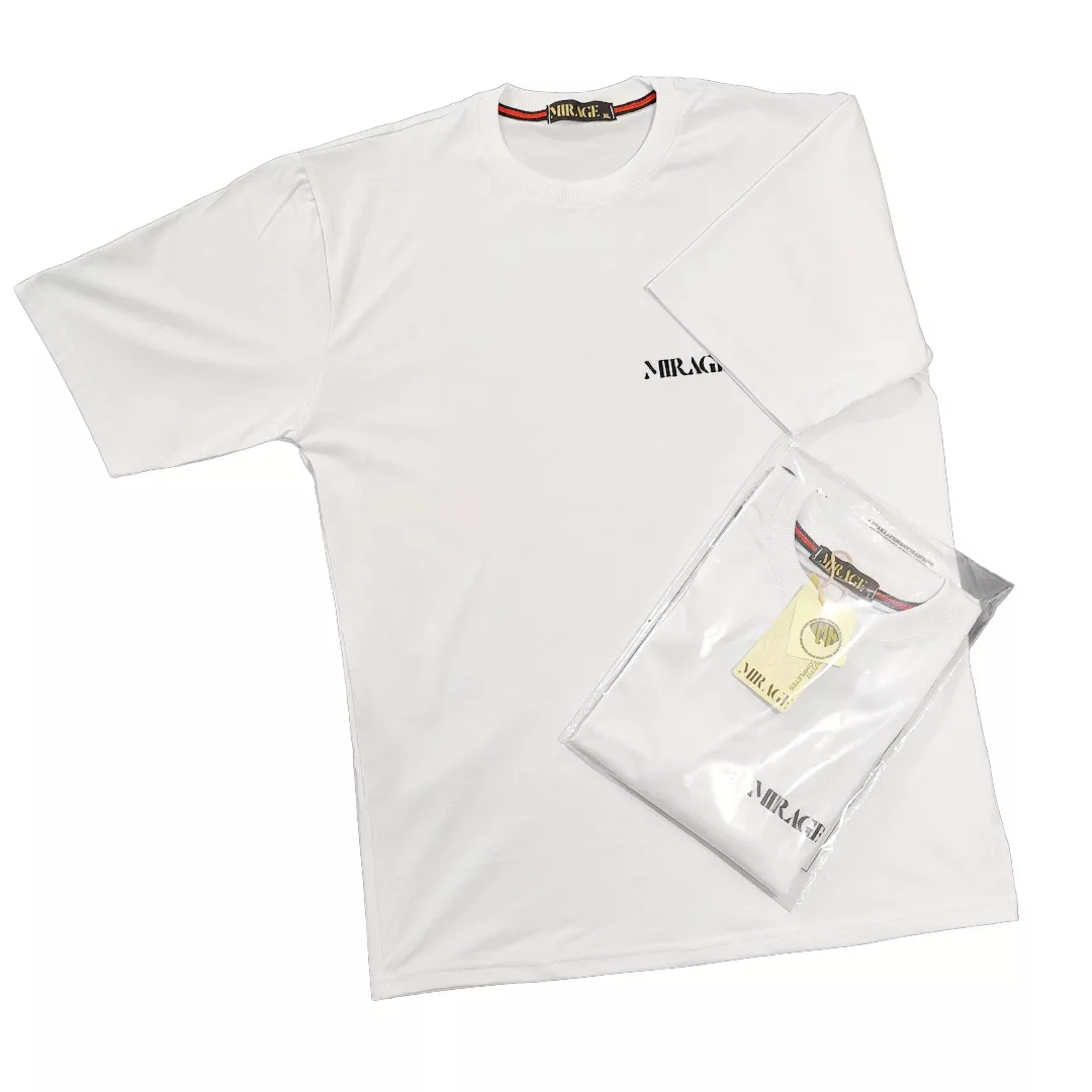 تیشرت لانگ آستین کوتاه مردانه میراژ مدل گلدوزی شده رنگ سفید