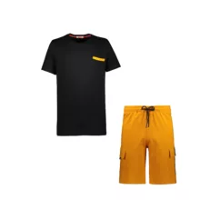 ست تی شرت و شلوارک مردانه مادر مدل Neon رنگ نارنجی