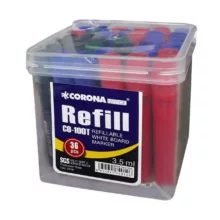 ماژیک وایت برد کرونا مدل Refillable کد CO-1090 بسته 12 عددی به همراه جوهر یدک