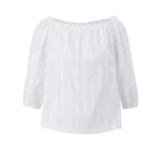 بلوز آستین سه ربع یقه قایقی زنانه کوما مدل عروسکی رنگ سفید