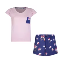 ست تی شرت و شلوارک زنانه افراتین مدل زرپران کد 6595 رنگ صورتی