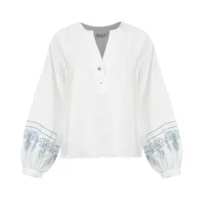 بلوز آستین بلند یقه هفت زنانه سرژه مدل 204654 رنگ سفید