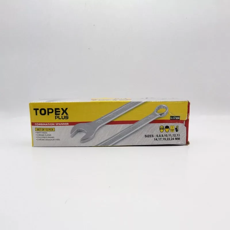 آچار یکسر تخت و یکسر رینگی تاپکس پلاس مدل SMT-TOPEXPLUS-12PCS-6-24MM مجموعه 12 عددی