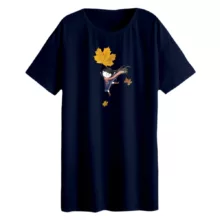 تی شرت لانگ آستین کوتاه  زنانه مدل دخترک پاییزی کد 1 رنگ سرمه ای