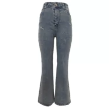 شلوار جین دم پا گشاد زنانه مدل کد 201221 رنگ نقرآبی