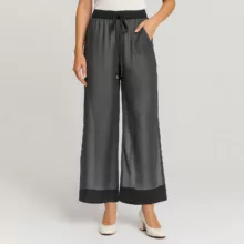 شلوار راسته زنانه الین مدل کرپ حریر کد 2-130 رنگ مشکی