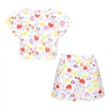 ست نیم تنه آستین کوتاه و شلوارک راحتی زنانه مدل آماندیس AM042