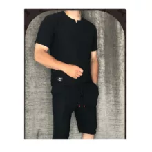 ست تی شرت و شلوارک مردانه مدل مراکشی کد S-BLK رنگ مشکی