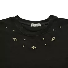 کراپ تیشرت آستین کوتاه زنانه ایپلیک زی مدل سنگ دوزی کد IP11.2