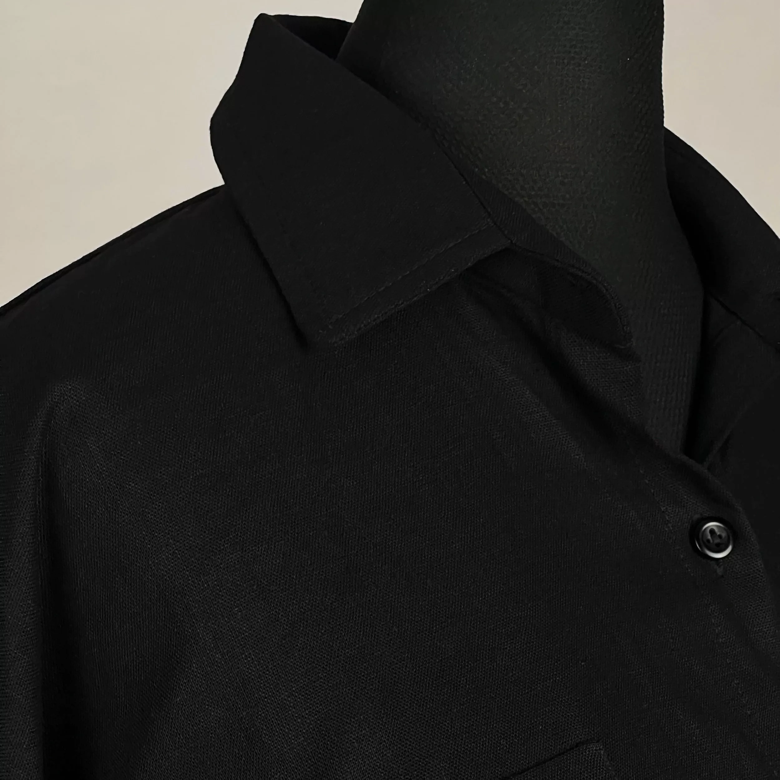 شومیز آستین بلند یقه برگردان زنانه مدل کلوش لینن کد AK1325 رنگ مشکی