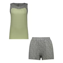 ست تاپ و شلوارک زنانه ناربن مدل 15211121 رنگ سبز مغز پسته ای