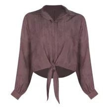 کراپ شومیز آستین بلند یقه هفت زنانه مدل گلین