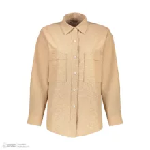 شومیز آستین بلند یقه برگردان زنانه برندس مدل Q04 رنگ کرم