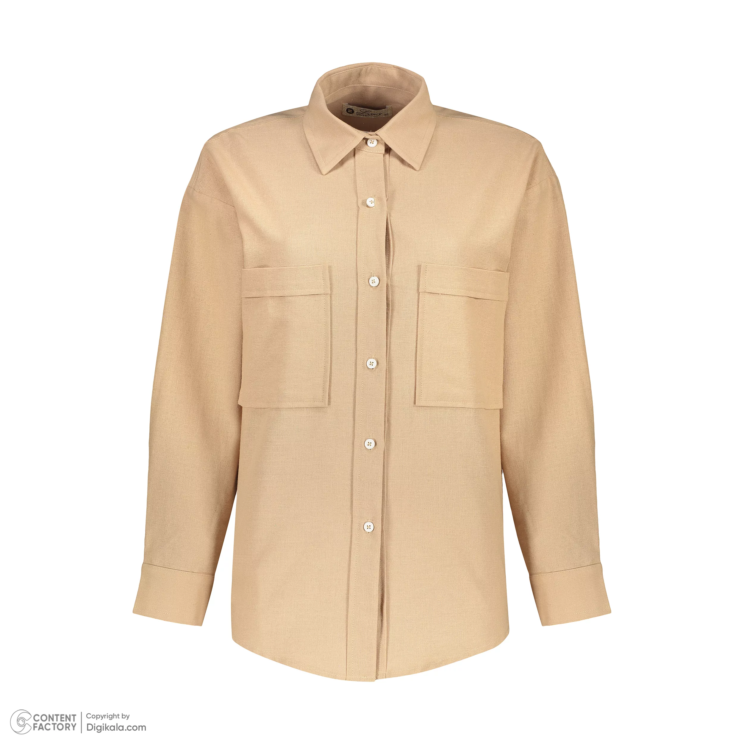 شومیز آستین بلند یقه برگردان زنانه برندس مدل Q04 رنگ کرم