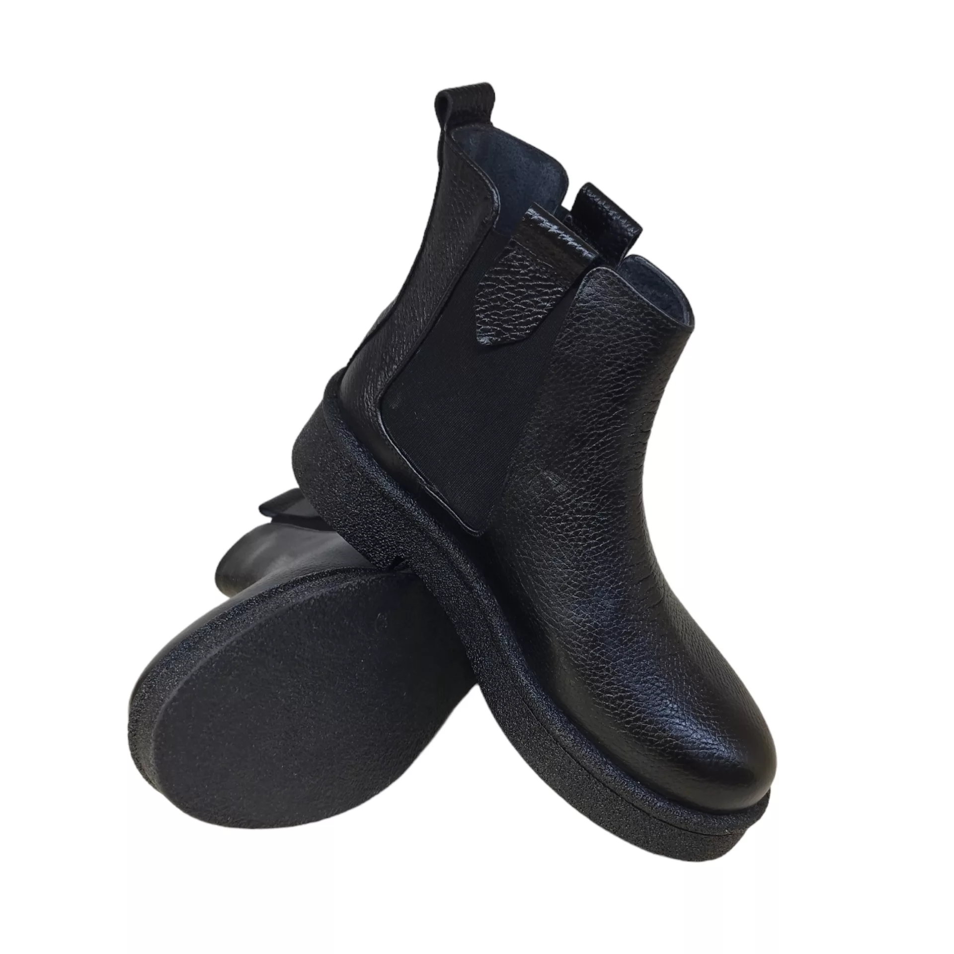 نیم بوت زنانه مدل چرم طبیعی کد ZNM 11 رنگ مشکی