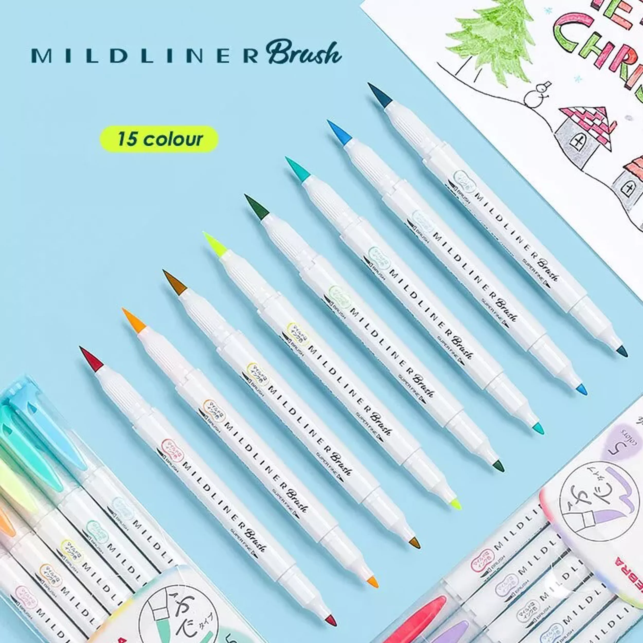 ماژیک آبرنگی زبرا مدل MILDLINER Dual Ended Brush بسته 5 عددی