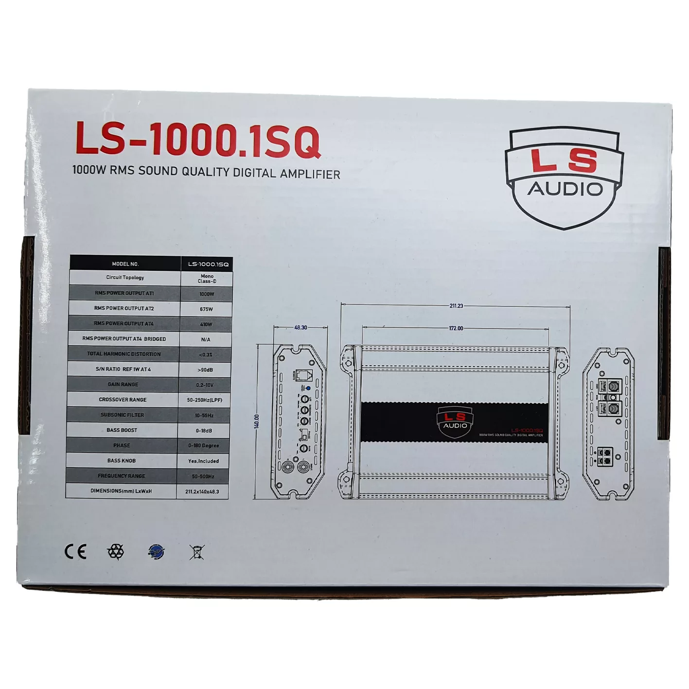 آمپلی فایر خودرو 2 کانال ال اس آدیو مدل LS-1000.1 SQ