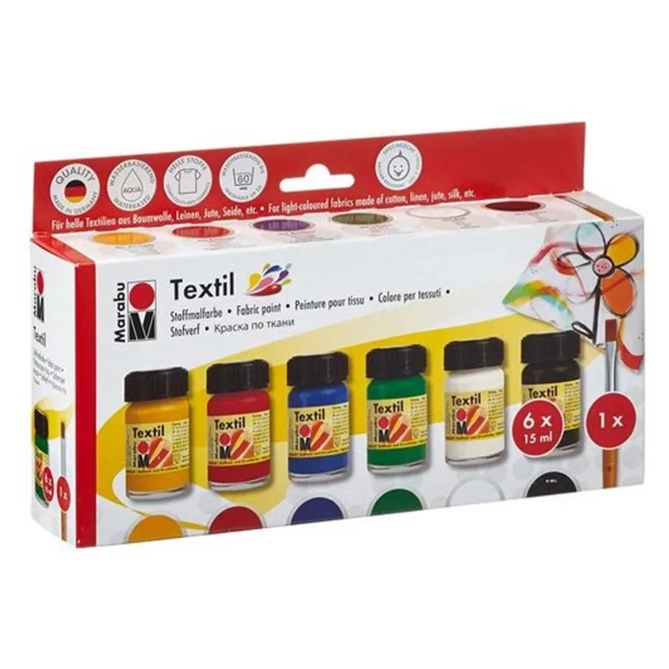 رنگ پارچه مارابو مدل Textil Plus بسته ۶ عددی