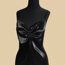 لباس خواب زنانه مقمیس مدل ساتن پشت ضربدری رنگ مشکی