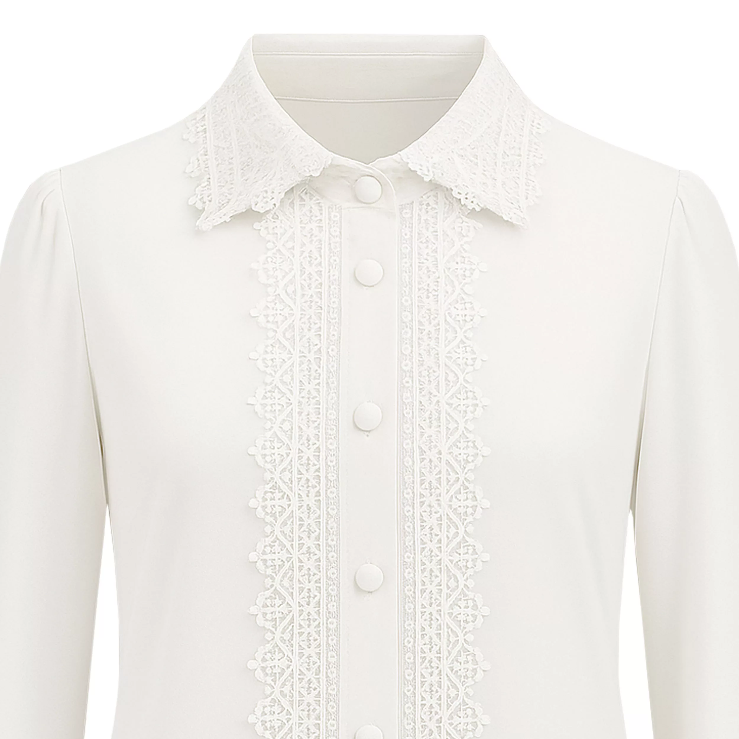 شومیز آستین بلند یقه برگردان زنانه مدل گیپور مجلسی