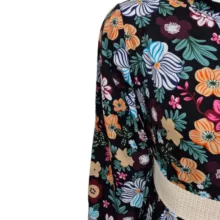 پیراهن یقه هفت زنانه مدل نخی گلدار رنگ مشکی