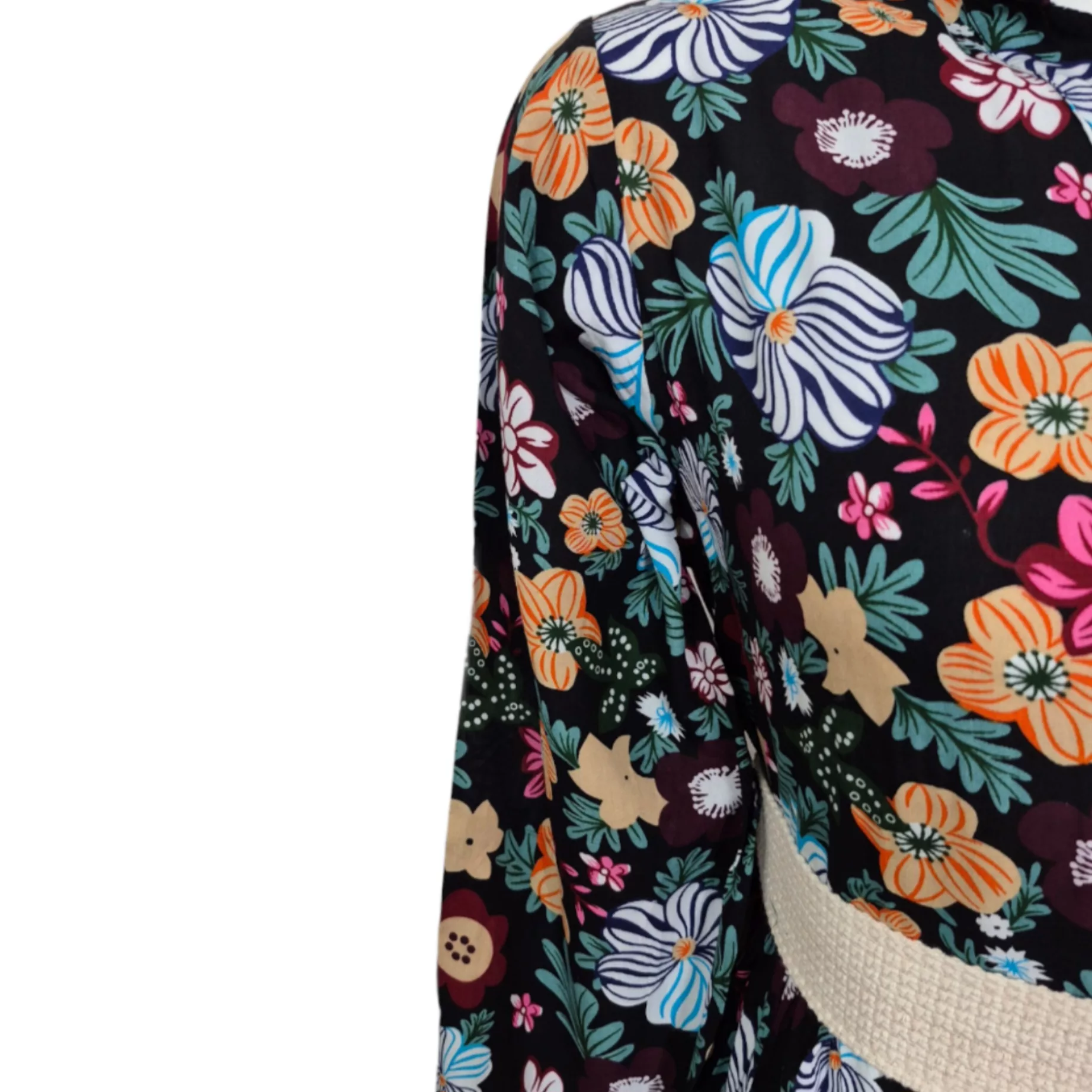 پیراهن یقه هفت زنانه مدل نخی گلدار رنگ مشکی