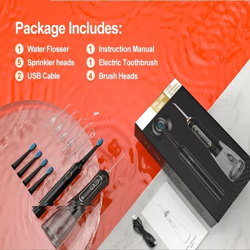 دستگاه شست و شوی دهان و دندان شارژی مدل F6-T5 به همراه مسواک برقی