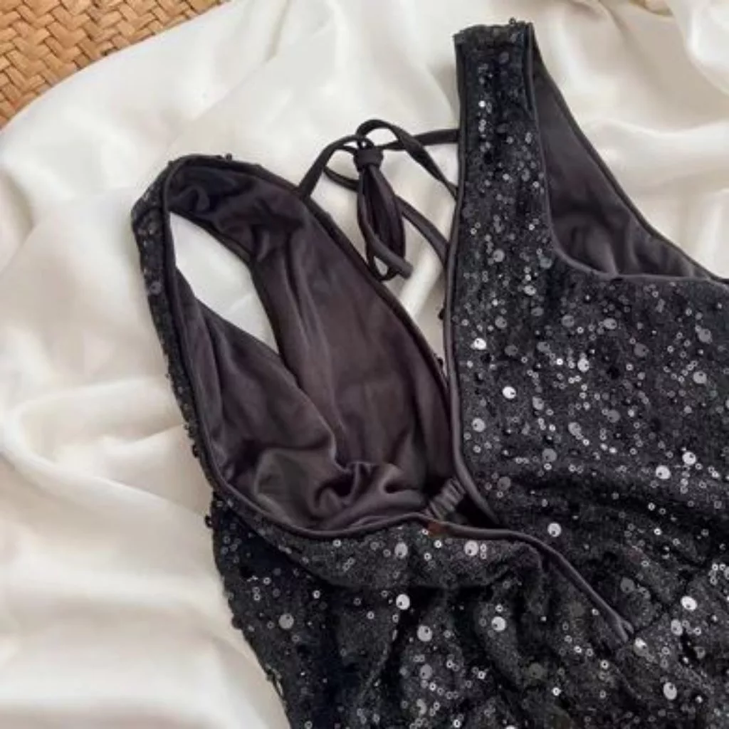 پیراهن یقه هفت زنانه مدل پولکی