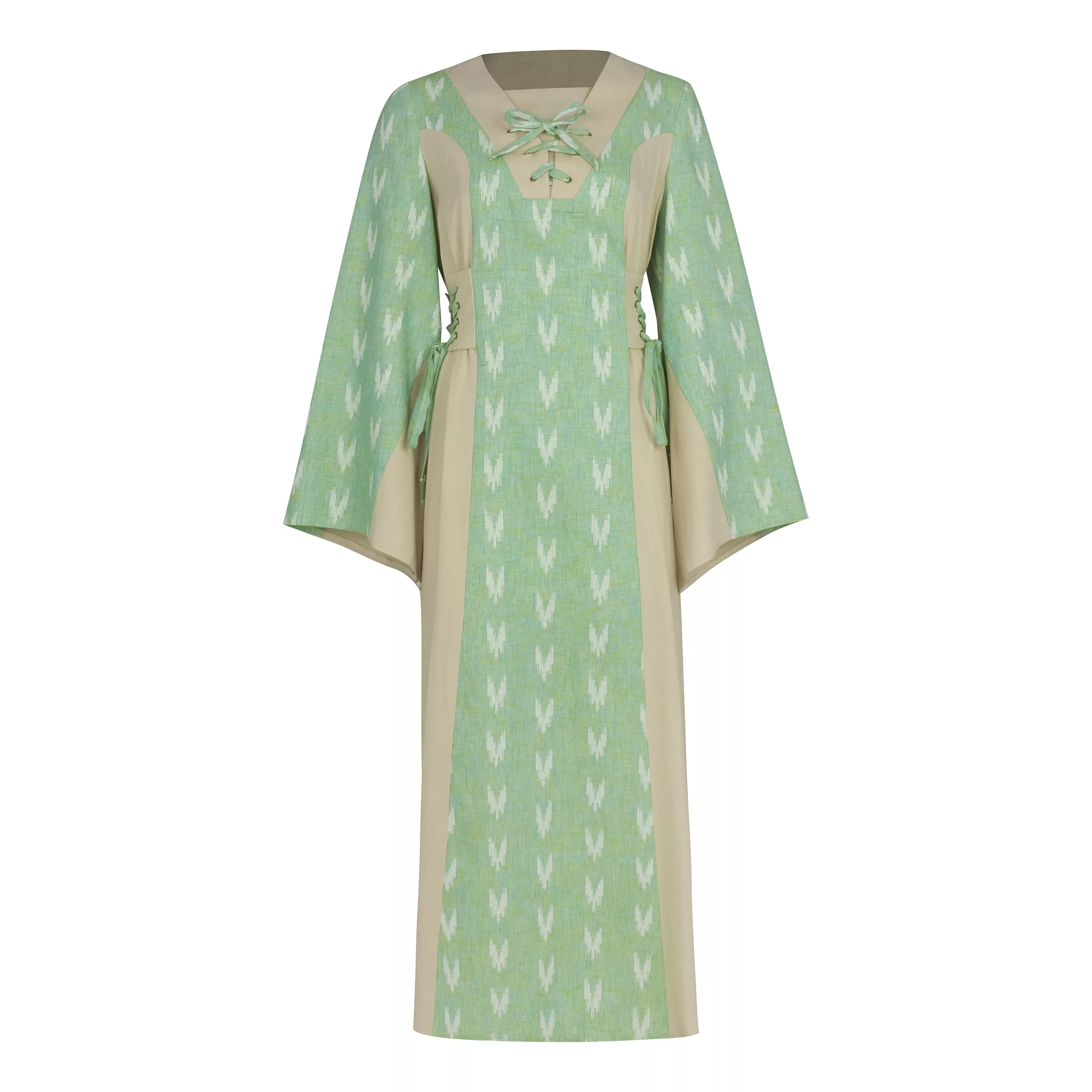 پیراهن یقه هفت زنانه گره استایل مدل P-170 رنگ سبز