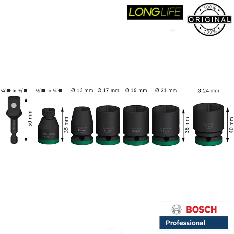 آچار بکس فشار قوی بوش مدل IMPACT PRO 1/2 مجموعه 7 عددی